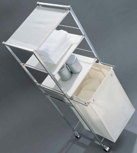 Kitchen: 3 Shelf Bath Valet with Canvas Hamper