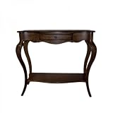 Entryway Console Sofa Table with Drawer in Ebony Pine Distressed Finish