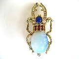 Cute Opal Jewelry Fuchsia Crystal Beetle Bug Pin Brooch