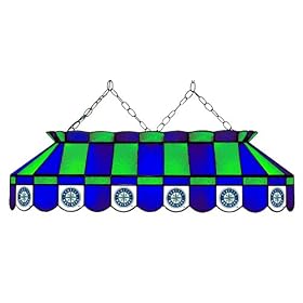 Imperial Seattle Mariners Licensed 40-Inch Rectangular Stained Glass Billiard Table Light