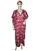 Womens Caftan Kimono Sleeve Deep Pink Ethnic Floral Print Lightweight Sheer Cotton Cover Up Kaftan