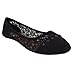 Twisted Womens Lindsay Floral Crochet Ballet Flat with Pointy Pyramid Studs