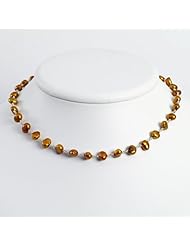Sterling Silver Golden Brown Freshwater Cultured Pearl Necklace