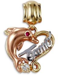 14k Yellow White Rose Gold Te Amo Dolphin CZ Pendant