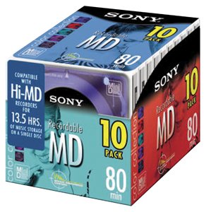 Electronics: SONY MDW 80 10PK MULTI COLOR RECORDABLE MINI DISC 10 PK