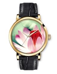 SPRAWL Aanalog Fashion Series Gold Ladies Watches of Genuine Black Leather Strap,Unique Wrist Watch for Women Girls Designed with Flower in bloom