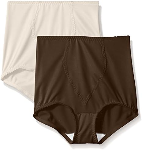 Hanes Shapewear Women's Light Control 2 Pack Tummy Control Brief, Beige/Rich Chocolate, 2X
