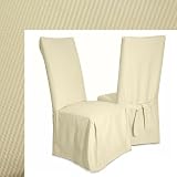 Elegant Ribbed Ivory Dining Slipcover Chair 633
