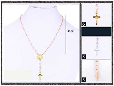 WHOLESALE DOZEN PACK BY SUPERSTAR / SAINT BENITO/ ST BENEDICT COIN AND CROSS GLASS BEAD ROSARY RELIGIOUS NECKLACE/12 PCS