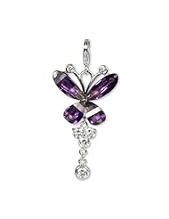 SilberDream Charm butterfly, purple Zirkonia, 925 Sterling Silver Charms Pendant with Lobster Clasp for Charms Bracelet, Necklace or Charms Carrier FC4111V