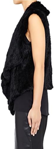 AORUI Women's Real Rabbit Fur Spring Solid Vest Black US6