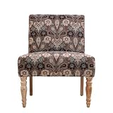 angelo:HOME 340S-PFM89-083A Bradstreet Vintage Brown and Blue Floral Garden Chair, Antique Finish