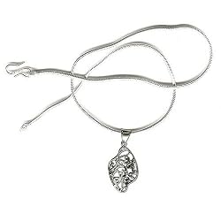 Locket Silver Pendant with Chain Handmade Jewelry 1 inch