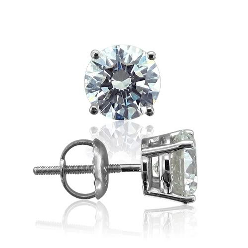 Platinum 4-Prong Natural Diamond Stud Earrings (F-G, VS2, 1.50 cttw)-Certificate of Authenticity