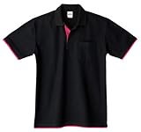 Printstar(プリントスター) | 195-BYP ベーシックレイヤードポロシャツ 5.8oz ブラック×ホットピンク M