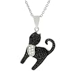 Tressa Sterling Silver Black Cubic Zirconia Cat Necklace