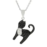 Tressa Sterling Silver Black Cubic Zirconia Cat Necklace