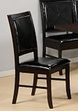 Set of 2 Dining Chairs Black Vinyl Deep Cappuccino Finish
