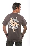Lucky 13 Hold Fast T Shirt Sailor Pin Up Girl Tee Charcoal