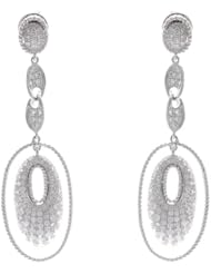 14k White Gold 1.4 Carat Diamond Oval Dangle Earrings