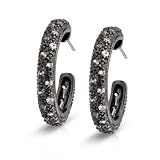 Bling Jewelry CZ Midnight Black Hoop Earrings