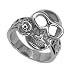 Stainless Steel High Polished Ring - Skull with Rose- Size: 9-13