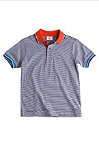 Boy's Short Sleeve Fine Stripe Jersey Polo With Tipped Rib Trim