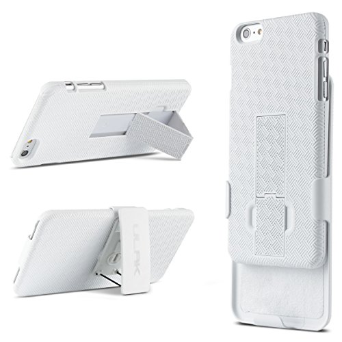 iPhone 6 Plus Case (5.5 inch),ULAK Hybrid High Rubber Combo Kickstand Hard Cover Case for iPhone 6 Plus 5.5 inch With Locking Swivel Belt Clip Holster (White)