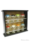 Dark Wood Wooden Kitchen Wall-Mount Spice Rack