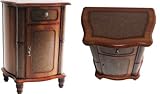 IMAGE OF Wooden Floral Design Nightstand with Cabinet and Drawer (Brown) (27.95