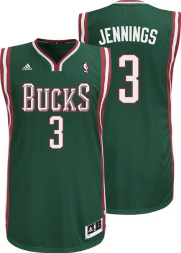 Adidas Milwaukee Bucks Brandon Jennings Youth (Sizes 8-20) Revolution 30 Swingman Road Jersey Large