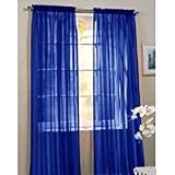 Onestopshop's Royal Blue Voile Sheer Panel Drape Curtain for Your Window Fully Stitched and Hemmed 55x84"