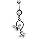 Gem Navel Barbell with Double Butterfly Dangle: title=