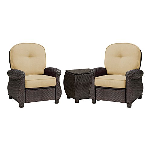 Breckenridge 3 Piece Patio Furniture Set Two Recliners (Natural Tan