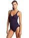 Calvin Klein Women's Shirred Panel One Piece Swimsuit, Blackberry, 10