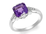 9ct White Gold Amethyst Diamond Cocktail Ring Size K