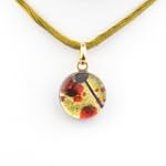 Handmade Murano Glass Pendant - Round S Red/Gold Style1