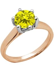 1.65 Ct Round Canary SI1/SI2 Diamond 14K Rose Gold Ring