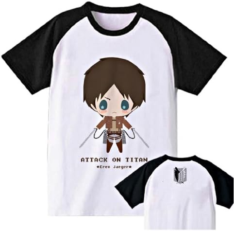 Animeblooms - Attack on Titan Shingeki No Kyojin Eren Jaeger White T-shirt Size XL