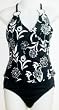 Black/White Surplice Fauxtini Missy Swimsuit by In Gear. Sizes 8-16