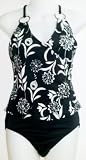 Black/White Surplice Fauxtini Missy Swimsuit by In Gear. Sizes 8-16