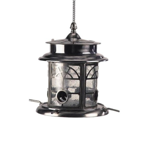 Ethan Taylor Solar LED Lighted Arch Inlay Pewter Bird Feeder NEW IN BOX