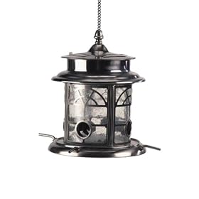 Ethan Taylor Solar LED Lighted Arch Inlay Pewter Bird Feeder NEW IN BOX
