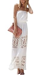 Sexy Lace General Print Sleeveless Bandeau Neck Chiffon Maxi Dress 