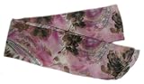 Sash Belt / Hair tie / Scarf Brown, Fuchsia & Gold Glitter Floral