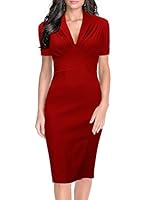 Miusol&reg; Women's Deep-V Neck Sexy Short Sleeve 1950'S Vintage Casual Dress