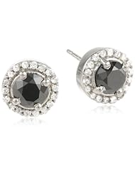 Sterling Silver Black and White Diamond Earrings