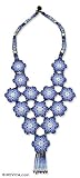Beadwork necklace, 'Blue Peyote'