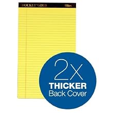 TOPS Docket Gold Pad, 8.5 x 14 Inch, Legal Size, Legal Rule, 20 Pound Stock, 50 Sheets, 6-Pack, Canary (63986)