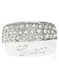 GUESS Silver and Crystal Guess Script Ring Siz, SILVER